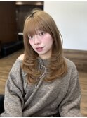 ミディアムレイヤー/ミルクティーブラウン/髪質改善