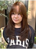ブラウンベージュカラー レイヤーカット 艶髪 顔周りカット 20代