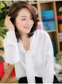 小顔かき上げダークアッシュワンレン大人ボブc4大宮20代30代40代