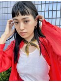 眉上バング×黒髪ロング