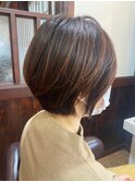 脱白髪染めカラー☆ショートボブ