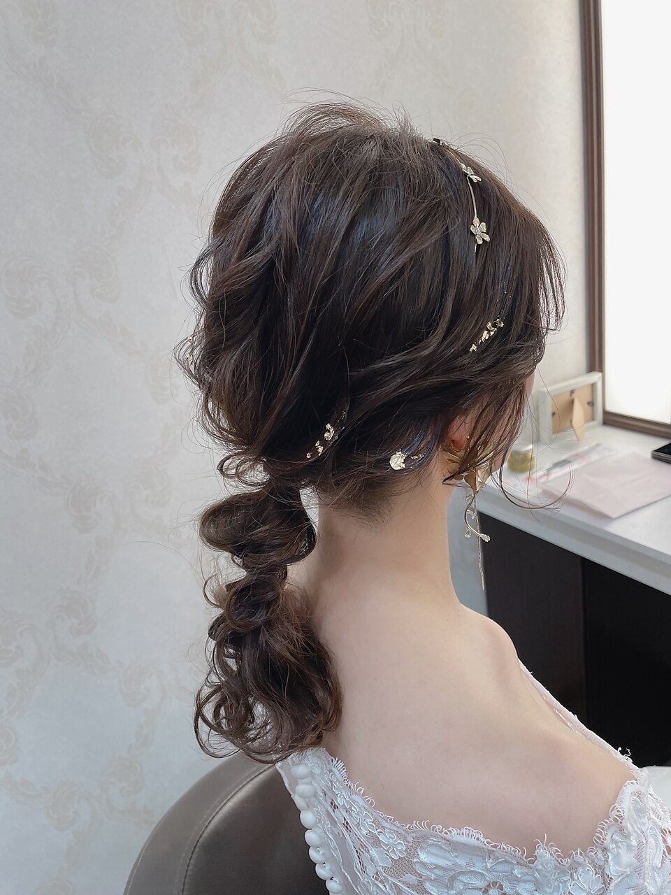 花嫁 編みおろし ゆるふわ 金箔【アレンジ ヘアセット 立川