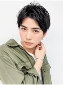 毛流れハンサムショートセンターパートメンズ黒髪爽やか