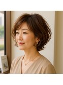 ミセス柔らかパーマボブ 20代  30代40代50代60代 髪質改善