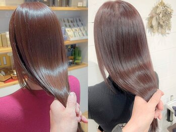 バズ ビー(BUZZ Bee)の写真/【NU茶屋町1分】高濃度水素トリートメントで整っていく髪に感動★指通りの良い艶のある絹髪シルエットに！