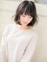 モッズヘア 福岡天神店&nbsp;mod's天神/黒髪ダークアッシュ大人ショートヘアゆるふわボブb