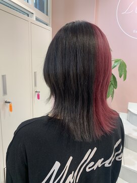 アズールサン 草加西口店(azule-sun) ツートーンカラー,ピンク,ブラック,ウルフカット【草加】