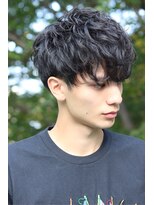 ネイビー(NAVY)&nbsp;くせ毛風パーマソフトツーブロックフロントバウンドマッシュ☆