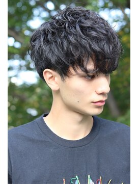 ネイビー(NAVY) くせ毛風パーマソフトツーブロックフロントバウンドマッシュ☆