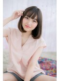 上品フォルムで透明感…黒髪オリーブグレージュツヤ髪ミニボブa1