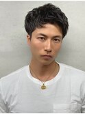 スパイキーショート アップバング ツーブロック メンズ