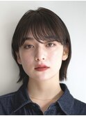 外ハネ切りっぱなしボブ　似合わせカット　イメチェン