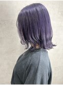 ラベンダー/パープル/ブリーチあり/ケアブリーチ/切りっぱなし
