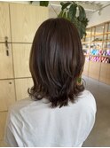 大人可愛い艶カラーカーキベージュブラウンミニウルフ
