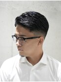 MEN'S/ナチュラルサイドパート×フェード/短髪/ビジネスヘア