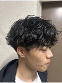 波巻きシャドウパーマ/ラウンドマッシュ/毛流れセンターパート