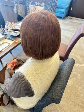 ルシェル 各務原店(le ciel) ピンクベージュ春っぽいボブ