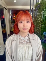 ダブル アンダーバー サロン(W_SALON)&nbsp;レイヤーボブ×ピンクオレンジ