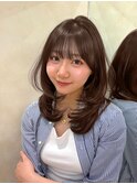 レイヤーカット/ミディアムレイヤー/透明感カラー/顔周りカット