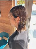 ボブでも出来る外ハネヘアセット/金箔/金ピン