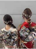 ローポニー 双子ヘアアレンジ