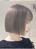 ROUIS 津田沼 ラベンダーグレージュボブ/切りっぱなしボブ