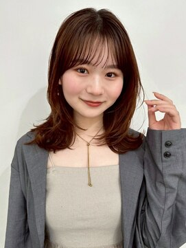 ミディアムレイヤーカット/韓国/くびれヘア/ココアブラウン3