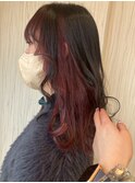 ロングヘア/インナーカラー/ワインレッド