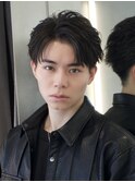 束感ショートアップバング黒髪ビジネスリバースコンマバング