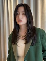 ノラ ギンザ(NORA GINZA) セミロングレイヤーハッシュカット顔周りカットブラウンカラー