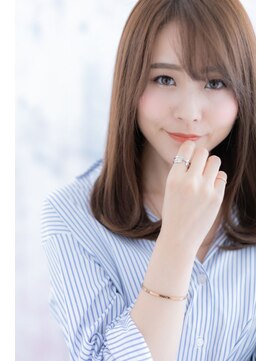 ミック 日暮里店(miq) グラデーションカラーが◎斜めバングのワンカールセミディ