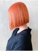 オレンジパツボブ_チェリーブラウンフェミニンロング_ba346432