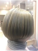 仙台D 潤ツヤストレート・明るい白髪染め丸みショートボブstyle