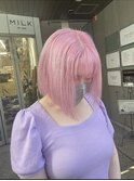 ボブ　ケアブリーチ　ダブルカラー　ハイトーン　ペールピンク