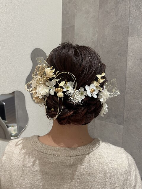 ヘアセット/セット/ヘアアレンジ/編み込み/成人式/結婚式/2次会