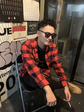 メリケンバーバーショップ フクオカ(MERICAN BARBERSHOP FUK) べリーショートダークアッシュニュアンスパーマ韓国マッシュ