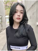 オリーブグレージュ 大人可愛い ブリーチ一回 セミロング