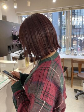 キャンバス バイ ネオリーブ 横浜西口(Canvas by neo.) 切りっぱなしボブ ラベンダーピンク ブリーチ履歴