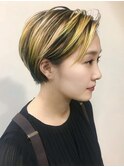 本八幡×バレイヤージュ×イエロー×ショート