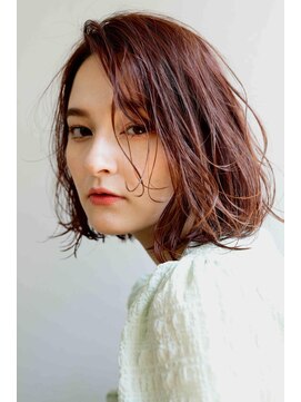 ムウ 難波(MOU) ボブクールショート前髪イメチェンピンクベージュ30代40代50代