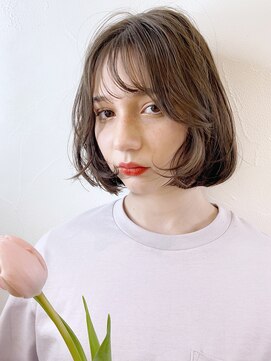 アイティー バイ アルバム 中野店(IT by ALBUM) ワンカールボブ_くびれミディイヤリングカラー_28369