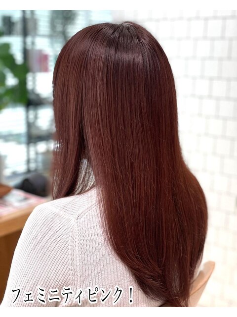 髪質改善カラー×暖色系カラー×フェミニティピンク