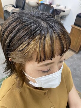 東京ヘアーサロン 顔まわりインナーカラー×ベージュ/20代/30代/40代/北本/桶川
