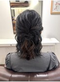 ボブヘアセット 結婚式ヘアセット ヘアアレンジ ハーフアップ