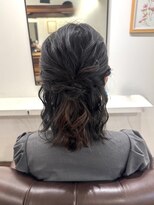 ボブヘアセット 結婚式ヘアセット ヘアアレンジ ハーフアップ