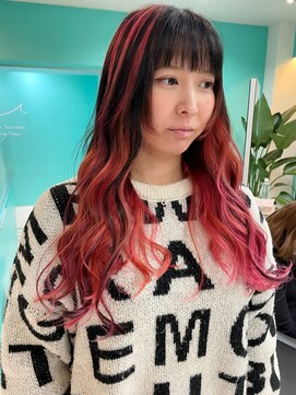 ユー イケブクロ(u Ikebukuro) バレイヤージュ/ローライト/チェリーレッド/コントラストカラー