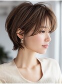 白髪ぼかし/グレイカラー/ショートボブ/レイヤーカット