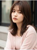 上品で柔らかいオリーブグレー×くびれミディアム
