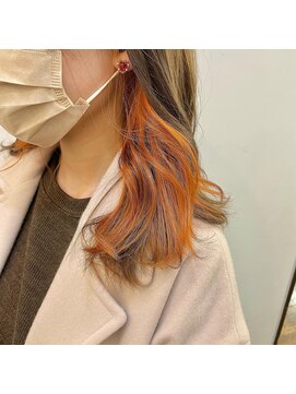 サロンド アクトレス 恵比寿店(salon de actress) 推しインナーカラー　ピンクオレンジ系