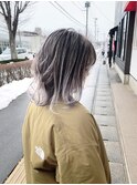 バレイヤージュ×ハイライト　シルバーグレー